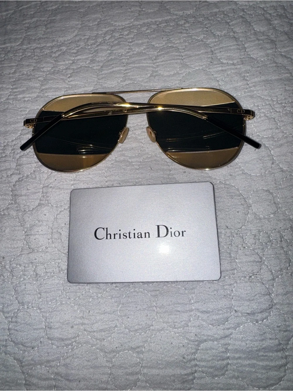 Christian Dior Gold Aviator Sunglasses - Black Lenses